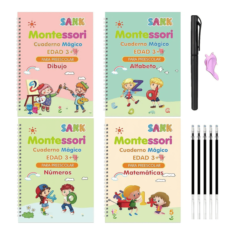 Magic workbooks – Reusable handwriting books with self-erasing ink (pack of 4)