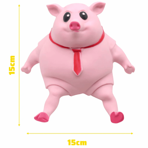 Squeezable anti-stress pig – Soft rubber pig, 15x15cm