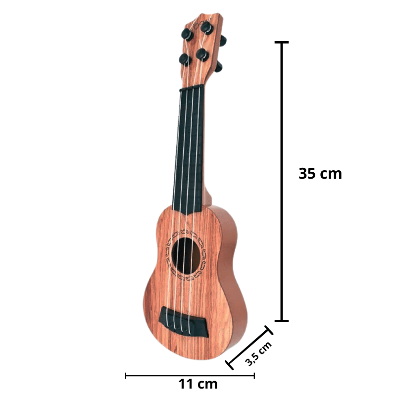 4‑String Wooden Guitar – 35cm with Spare Strings