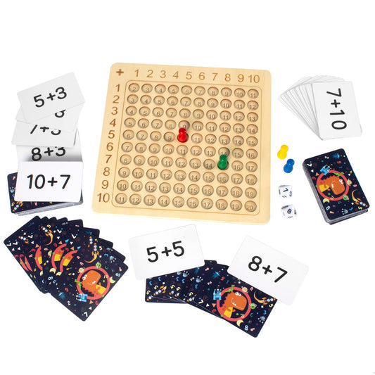 Addition & multiplication board game – Educational wooden operations board