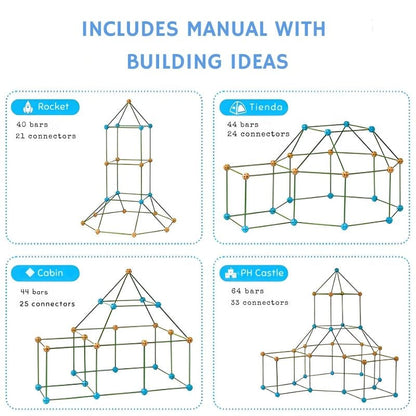 Castleland – House & structure building kit with 102 Rods & 72 Connectors