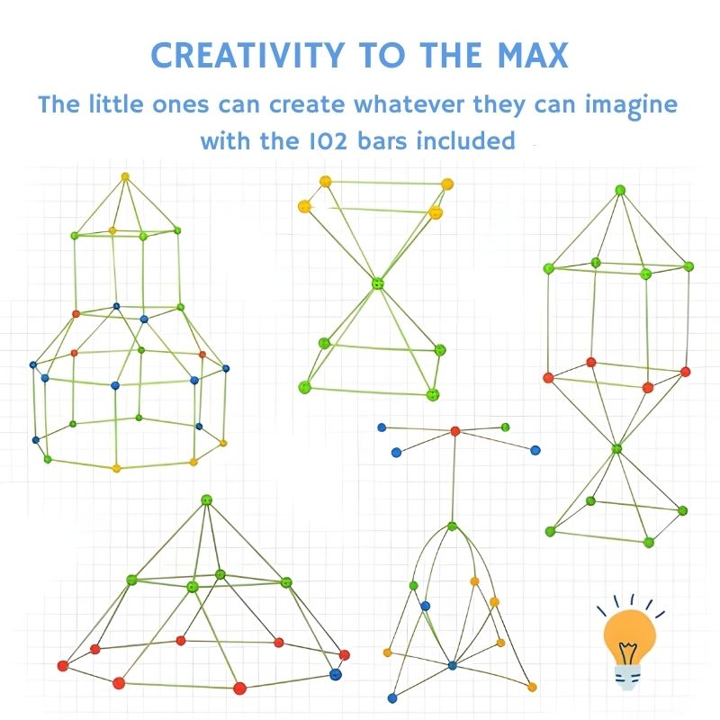 Castleland – House & structure building kit with 102 Rods & 72 Connectors