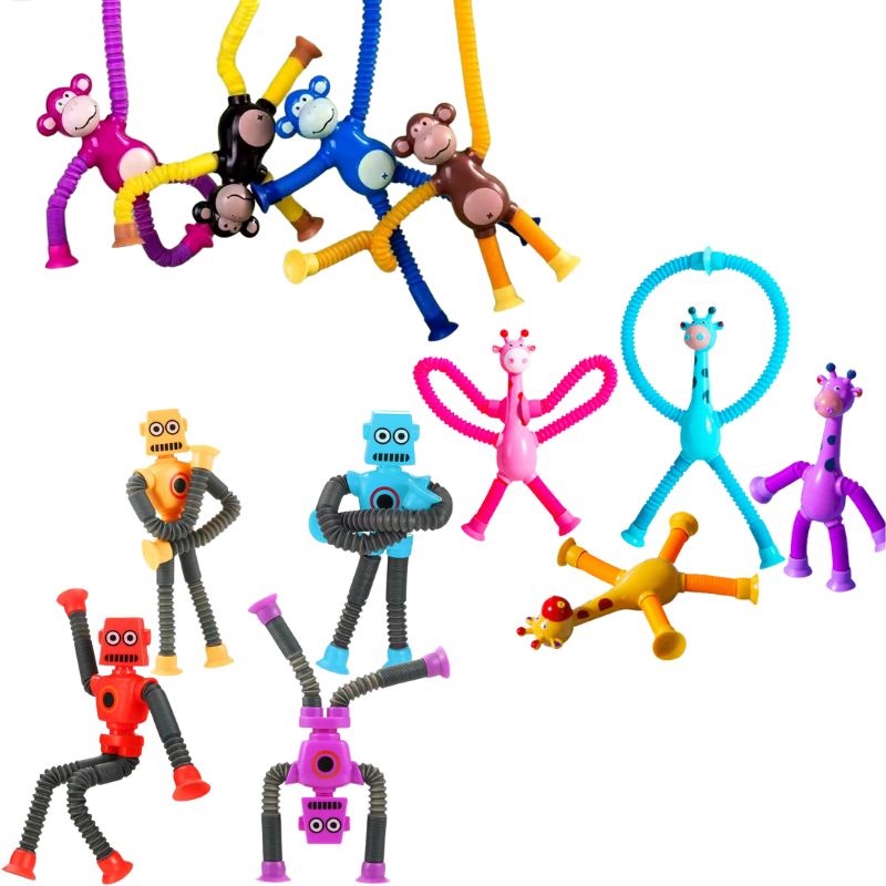 Tubular legs – Extendable suction-cup toys (pack of 4 Colours)