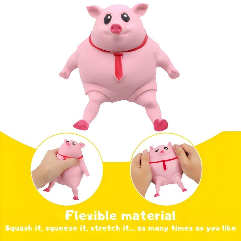 Squeezable anti-stress pig – Soft rubber pig, 15x15cm