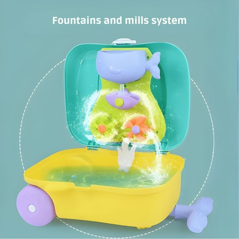 Whale beach suitcase kit – Case with sand toys, fountain & water play area