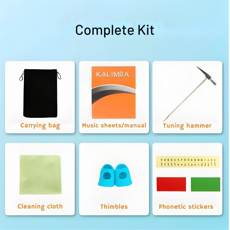 Kalimba – 21‑Key Mahogany Thumb Piano, with tuning hammer, finger picks, songbook & bag