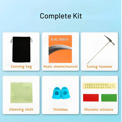 Kalimba – 21‑Key Mahogany Thumb Piano, with tuning hammer, finger picks, songbook & bag