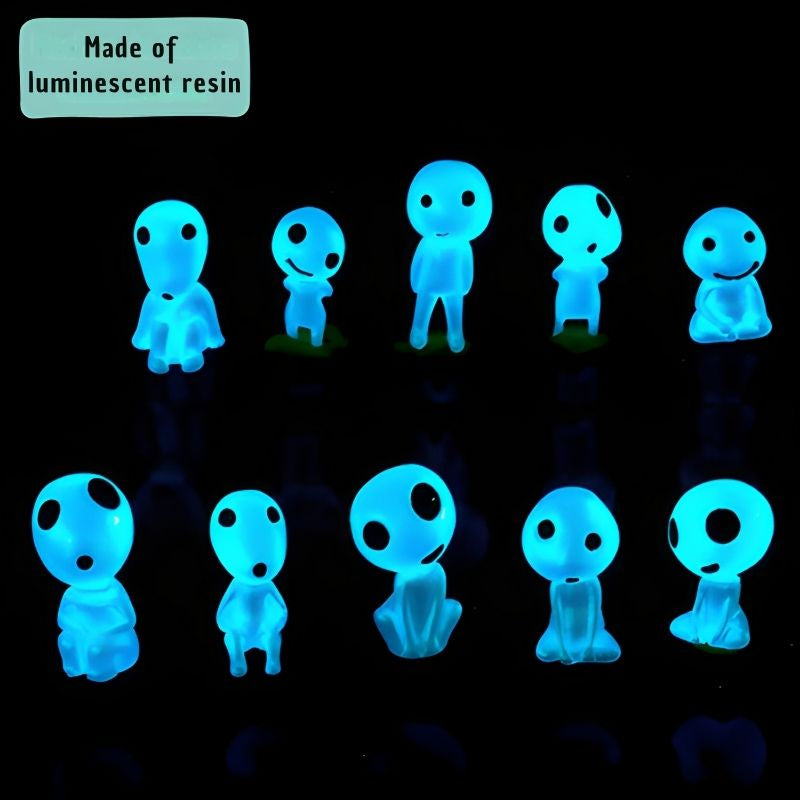 Glow-in-the-dark aliens – Set of 10 Decorative Figures