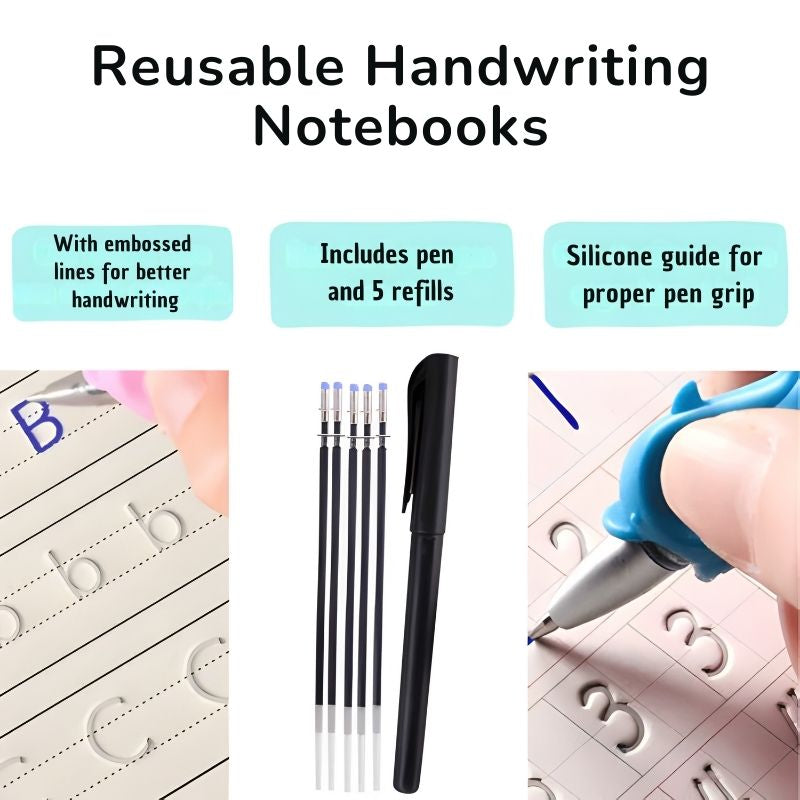 Magic workbooks – Reusable handwriting books with self-erasing ink (pack of 4)