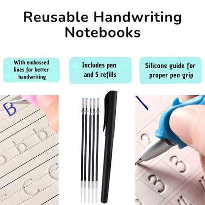 Magic workbooks – Reusable handwriting books with self-erasing ink (pack of 4)