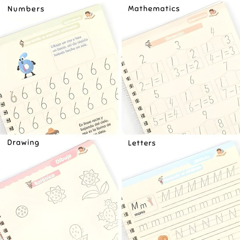 Magic workbooks – Reusable handwriting books with self-erasing ink (pack of 4)