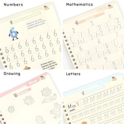 Magic workbooks – Reusable handwriting books with self-erasing ink (pack of 4)