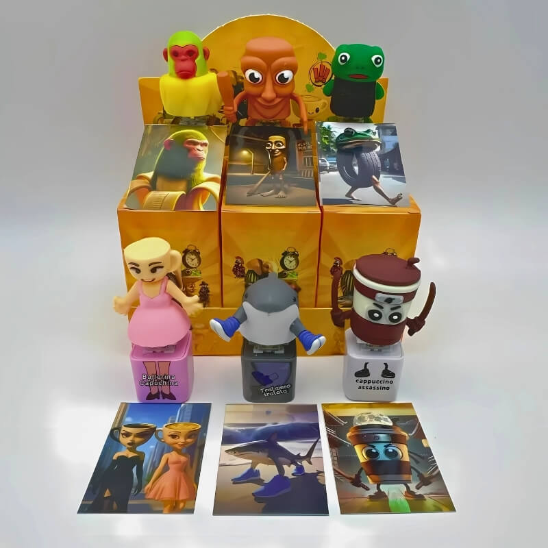 Brainrot Sound Pushers with keychain – Tungtungtung sahur, ballerina capuchina, chimanzini bananini, tralalero...