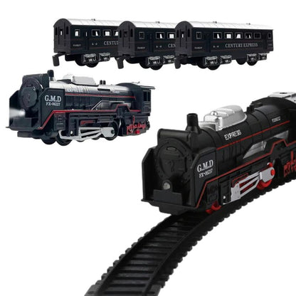 Century express – Vintage train with 16-Piece Track (123x…cm), Locomotive & 3 carriages, rechargeable batteries & charger