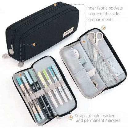 Fabric Pencil Case with Compartments – 3 Colours