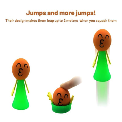 Jumping Mini Figures – 10 Pieces with rubber heads & expressive faces (jump up to 2m!)