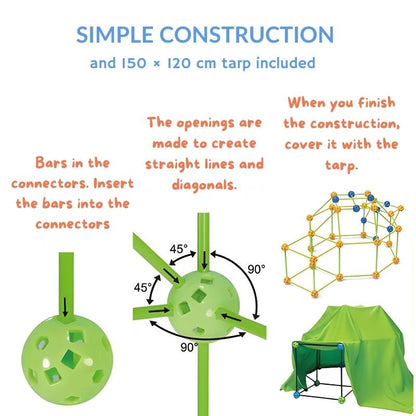 Castleland – House & structure building kit with 102 Rods & 72 Connectors