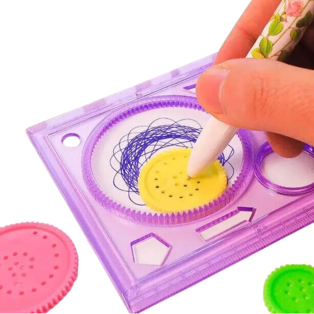 Spirograph ruler & pattern set – Geometric & border designs (3‑in‑1)