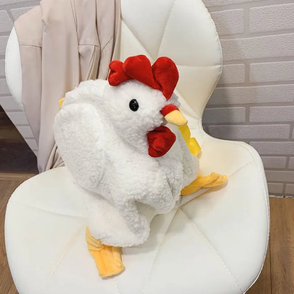 Plush chicken-shaped shoulder bag with Zipper