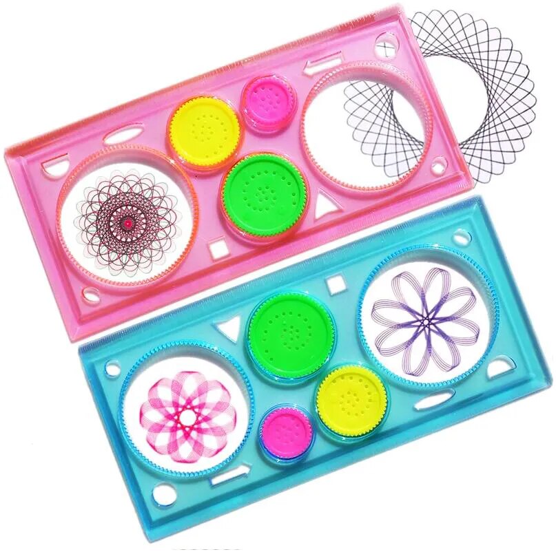 Spirograph ruler & pattern set – Geometric & border designs (3‑in‑1)