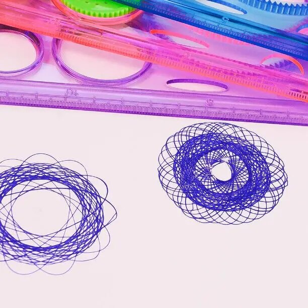Spirograph ruler & pattern set – Geometric & border designs (3‑in‑1)