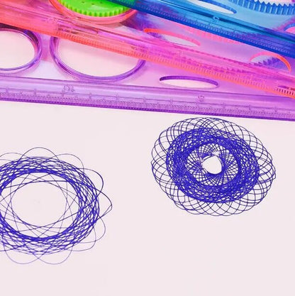 Spirograph ruler & pattern set – Geometric & border designs (3‑in‑1)