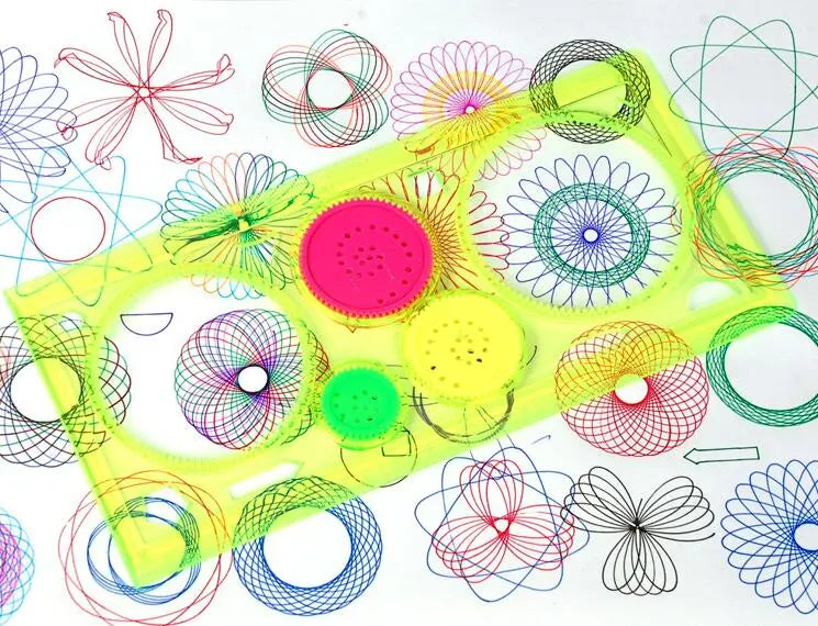 Spirograph ruler & pattern set – Geometric & border designs (3‑in‑1)