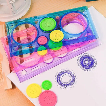 Spirograph ruler & pattern set – Geometric & border designs (3‑in‑1)