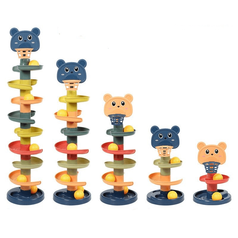 Multi-level racing track with Basketball Hoop