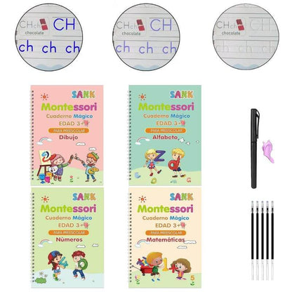 Magic workbooks – Reusable handwriting books with self-erasing ink (pack of 4)