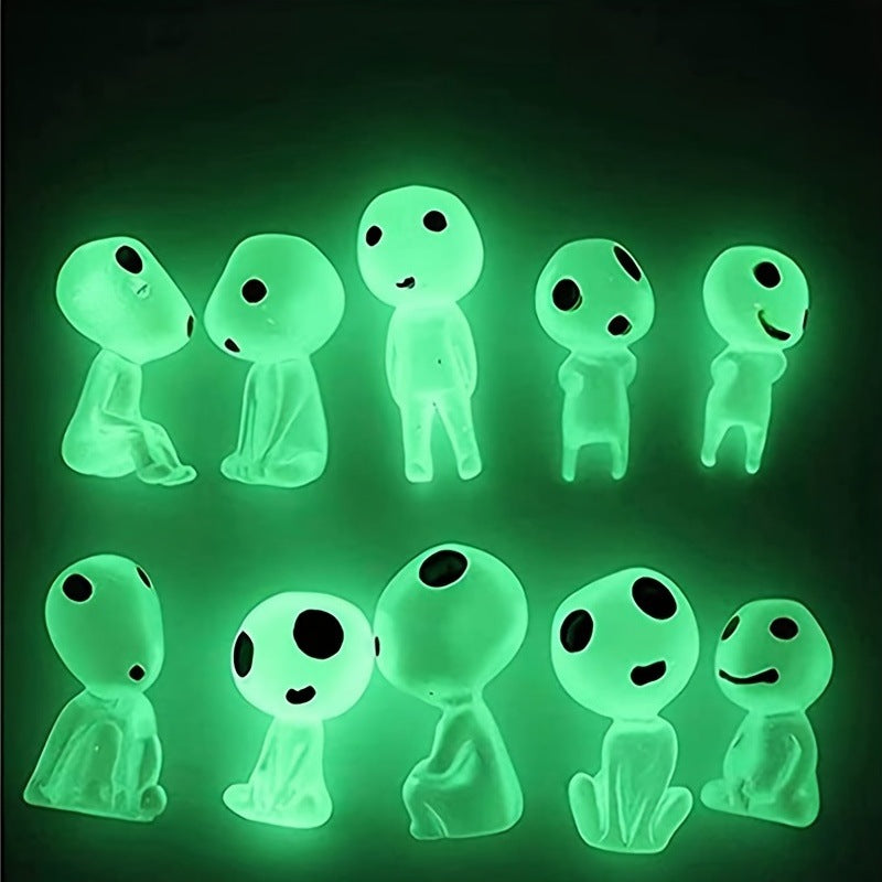 Glow-in-the-dark aliens – Set of 10 Decorative Figures