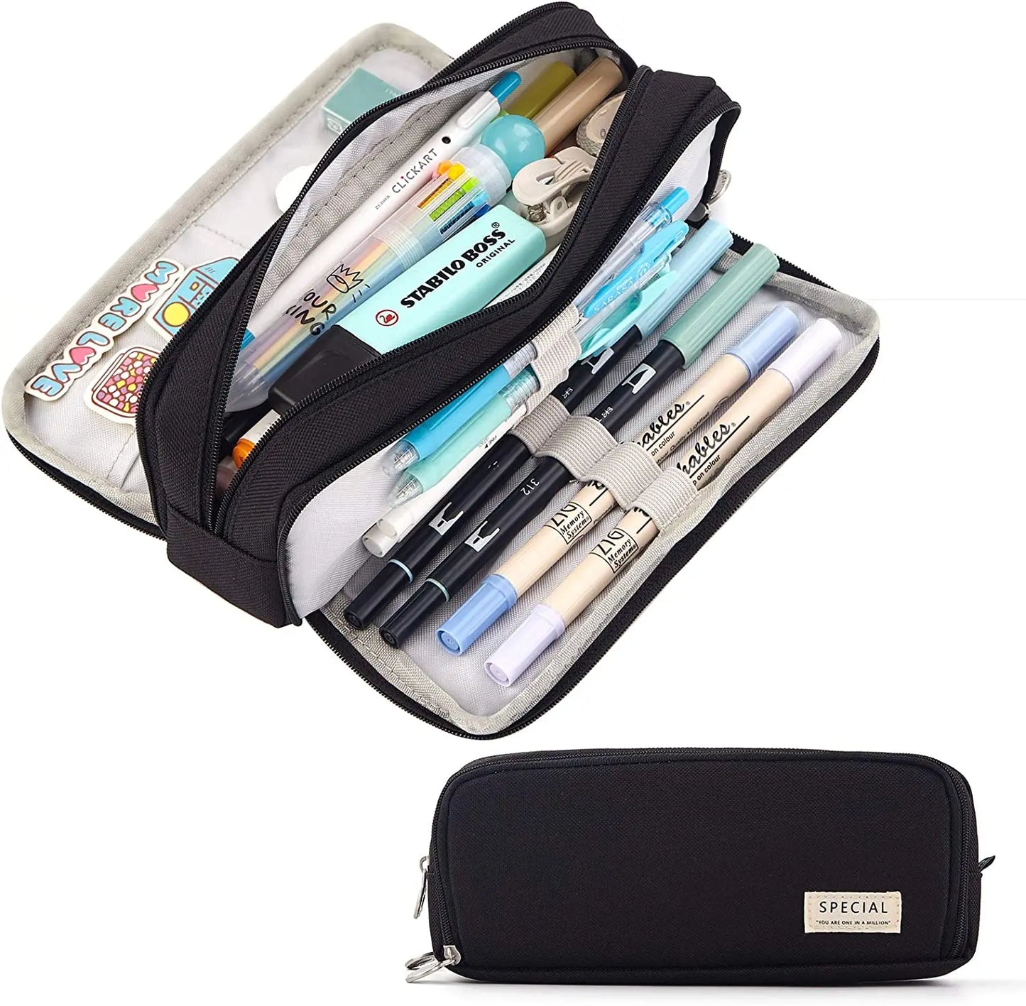 Fabric Pencil Case with Compartments – 3 Colours