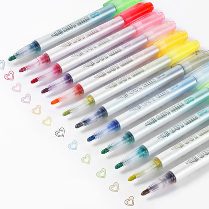 Shiny outline markers – Pack of 12 dual-effect colours
