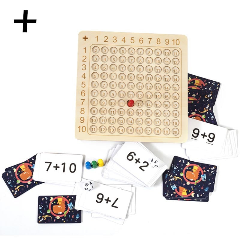 Addition & multiplication board game – Educational wooden operations board