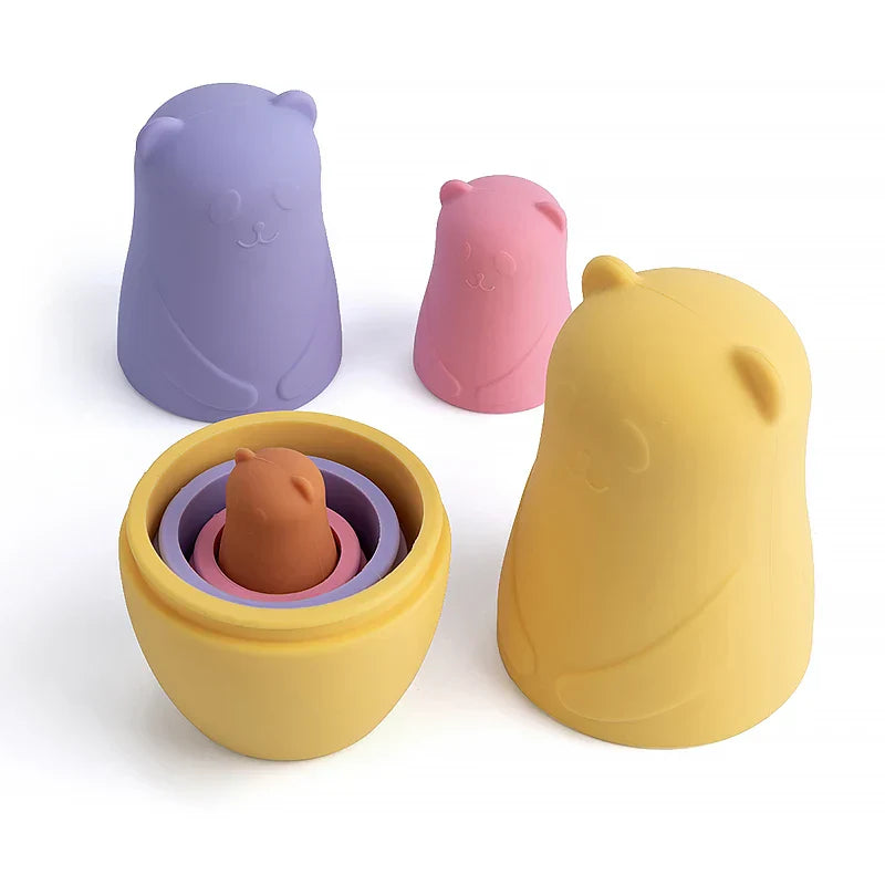 Soft Silicone Nesting Dolls – 4 Pieces in Elegant Colours