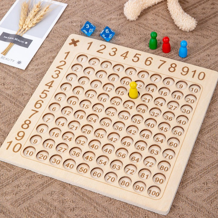 Addition & multiplication board game – Educational wooden operations board