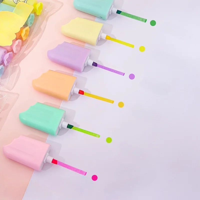 Set of 6 ice cream-shaped highlighters
